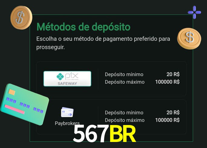 O cassino 567BR oferece uma grande variedade de métodos de pagamento
